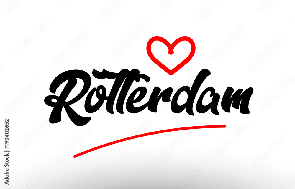 rotterdam word text of european city with red heart for tourism promotio rotterdam word text of european city with red heart for tourism promotio