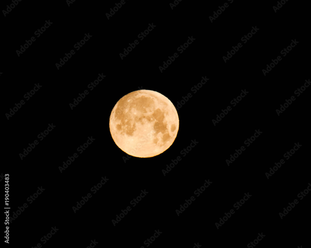 Obraz premium Orange super full moon shot on a cold winter morning.