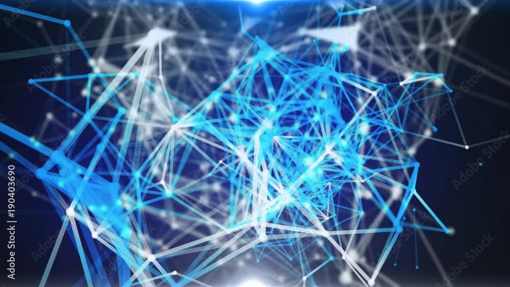 Plexus of abstract blue and white geometrical lines with moving triangles and dots. Loop animations. Plexus of abstract blue and white geometrical lines with moving triangles and dots. Loop animations.