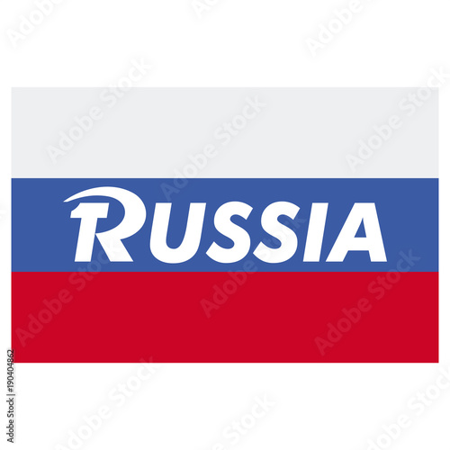 Серп и молот, Стилизованная эмблема России на фоне флага России, логотип, наклонный шрифт, иллюстрация, вектор