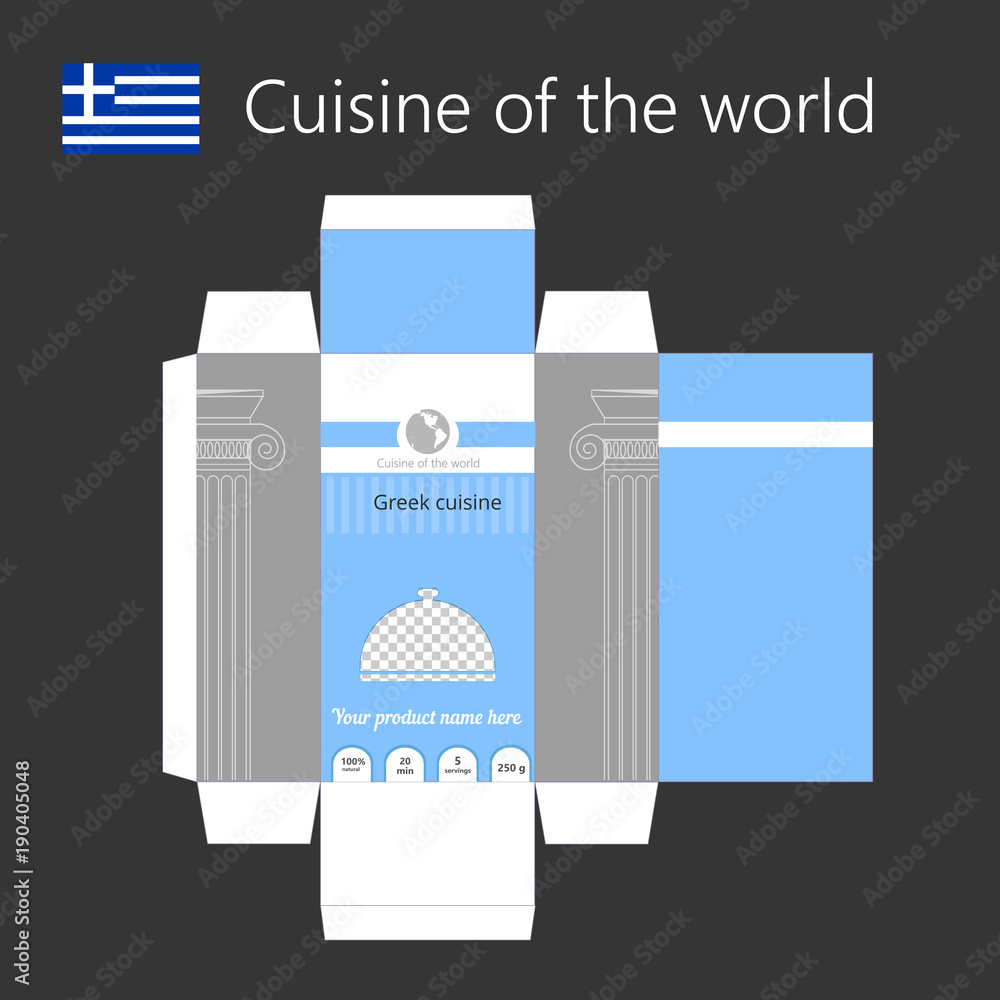 Food packaging design. Scan of the cardboard box for food packaging