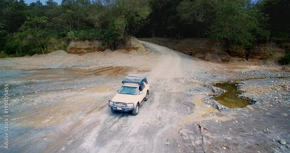 Aerial, 4x4 Offroader In Parque Nacional Corcovado, Costa Rica Aerial, 4x4 Offroader In Parque Nacional Corcovado, Costa Rica