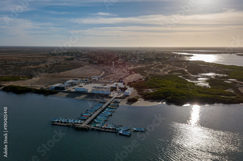 Magdalena Bay Adolfo Lopez Mateos village aerial view panorama photo