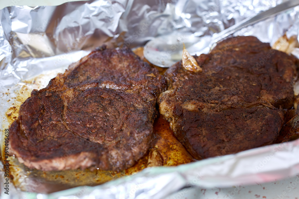 Rib-eye beef steak closeup Rib-eye beef steak closeup