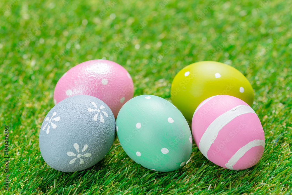 easter eggs on the grass