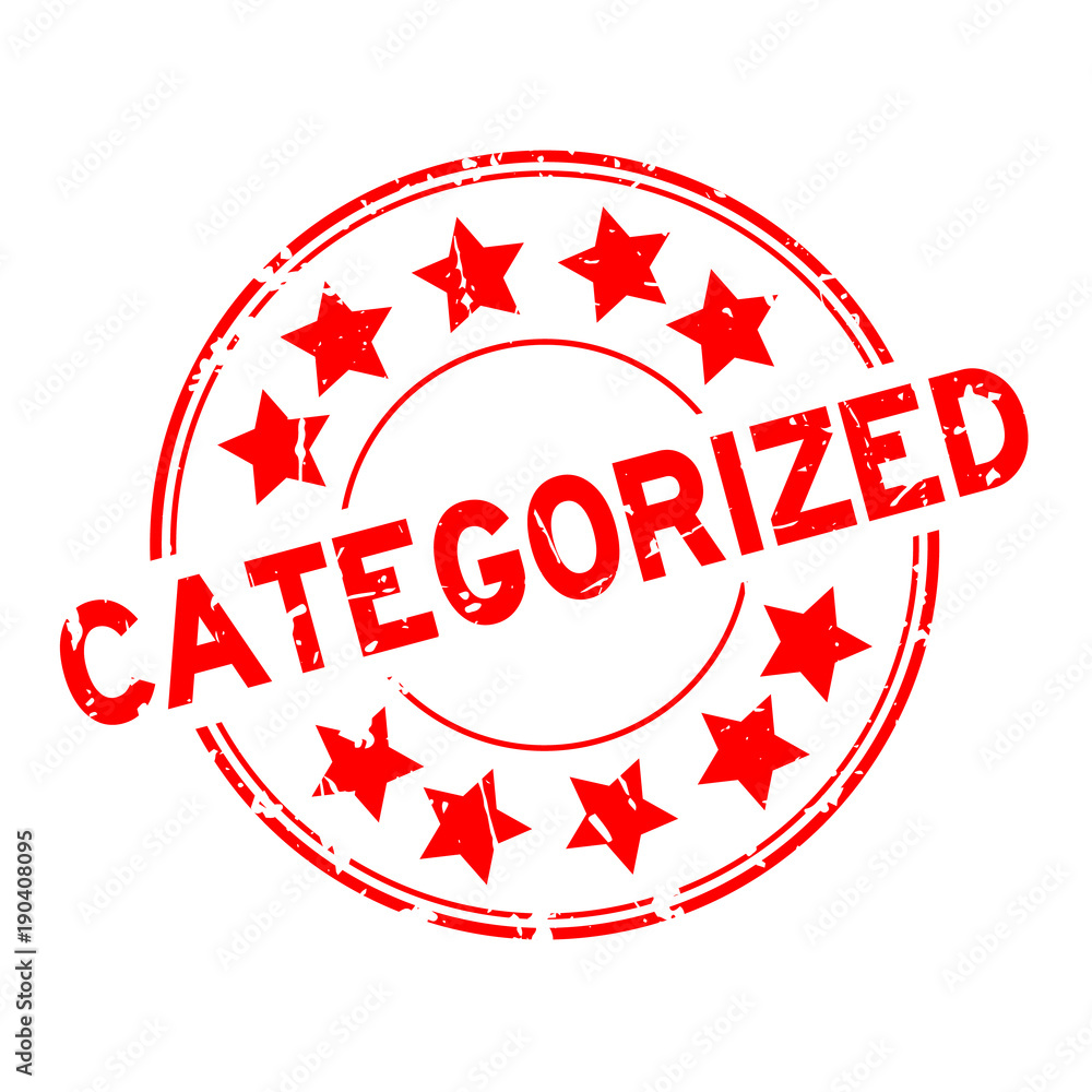 Grunge red categorized with star icon round rubber stamp on white background Grunge red categorized with star icon round rubber stamp on white background