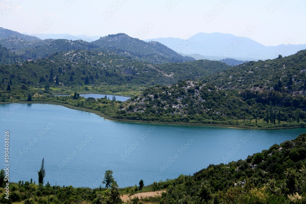 view on the lovely Bacina lakes, Croatia