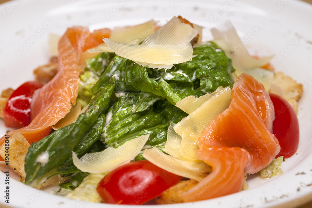 Caesar Salad plate with salmon Caesar Salad plate with salmon