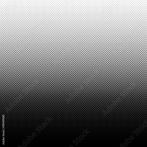 Gradient halftone dots background in pop art style. Black and white texture.