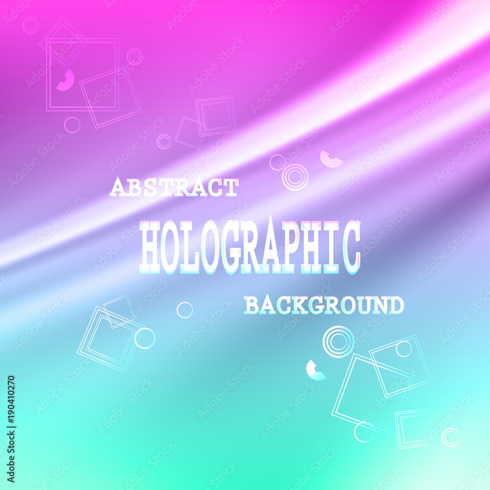 Blurry holographic background. Trendy silky glitch wallpaper. Iridescent hologram.  texture in pastel colors. Blur colorful pattern.