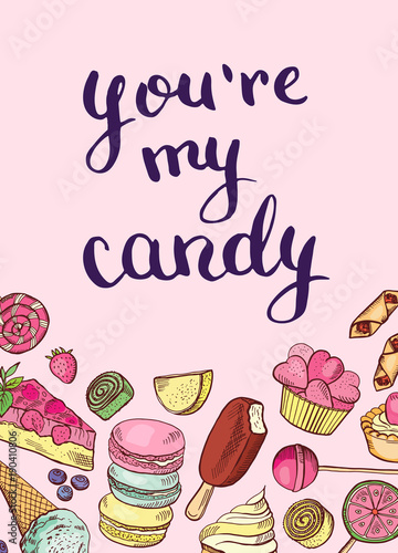 Vector hand drawn sweets card or poster