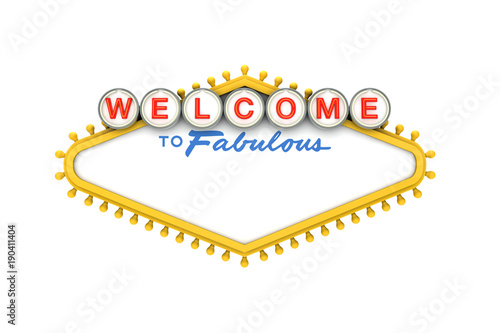 Welcome to Las Vegas classic sign with copy space. 3D Rendering