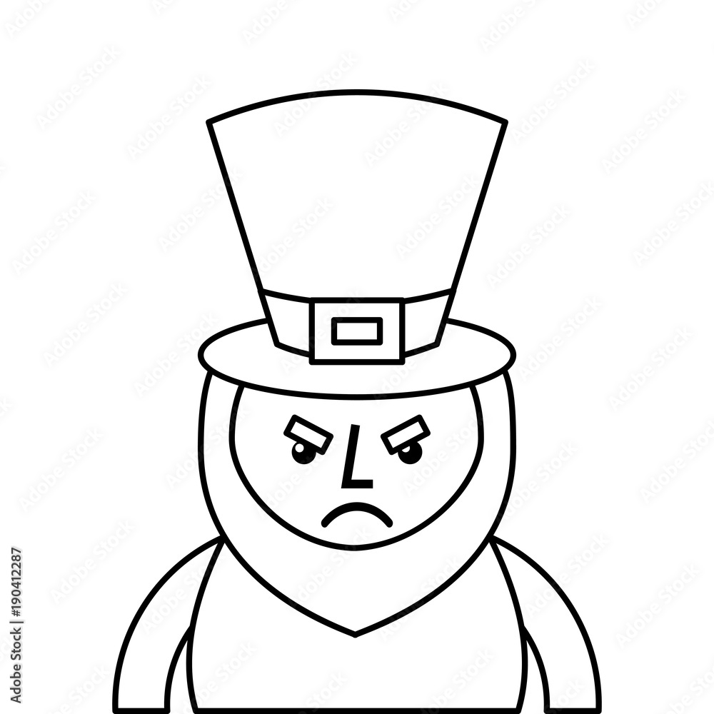 Obraz premium st. patricks day portrait of a angry leprechaun vector illustration outline design
