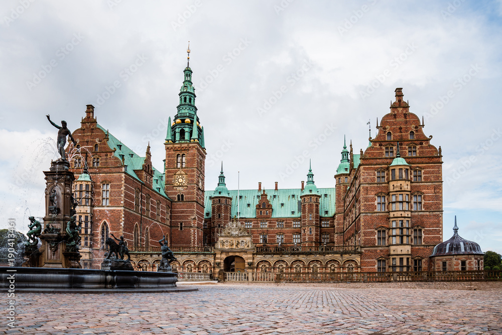 Hillerod, Denmark - September, 23th, 2015. Frederiksborg castle is royal residence for King Christian IV in the past and a museum of national history nowadays.