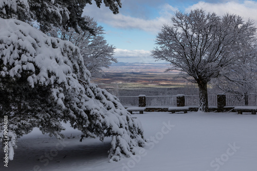 Area dedicated to recreation and barbecues in the Hermitage of Hontanares in Riaza, Segovia, Spain photo