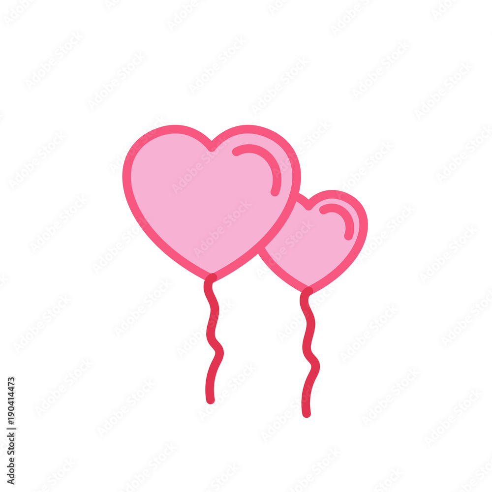 Flying Balloon Love with string Icon. Simple Heart Illustration Line Style Logo Template Design. Flying Balloon Love with string Icon. Simple Heart Illustration Line Style Logo Template Design.
