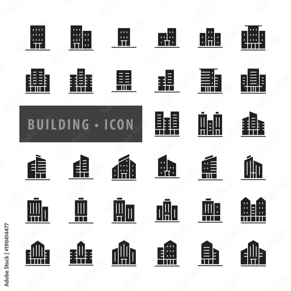 Building icons set, Urban icon building, icons modern design style
