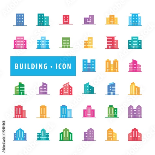 Building icons set  Urban icon building  icons modern design style
