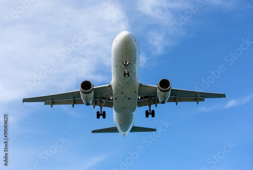 Passenger airplane in clouds