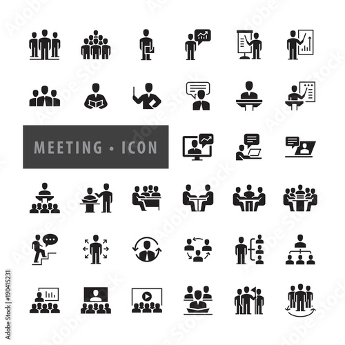 Meeting & conference icon set, Business Management icons 