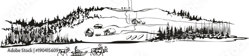 Northern settlement with a reindeer team.