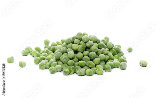 Green frozen raw peas vegetable isolated on white