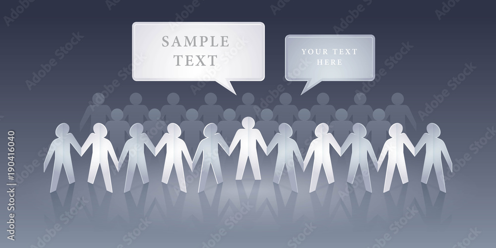 Cutout Paper people standing together hand in hand Cutout Paper people standing together hand in hand