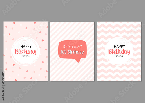 Canvas Print Set of vector cards for birthday