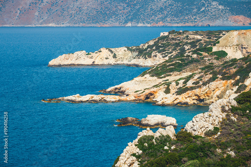 Rocky coast near Agios Nikolaos on Crete, Greece © dziewul