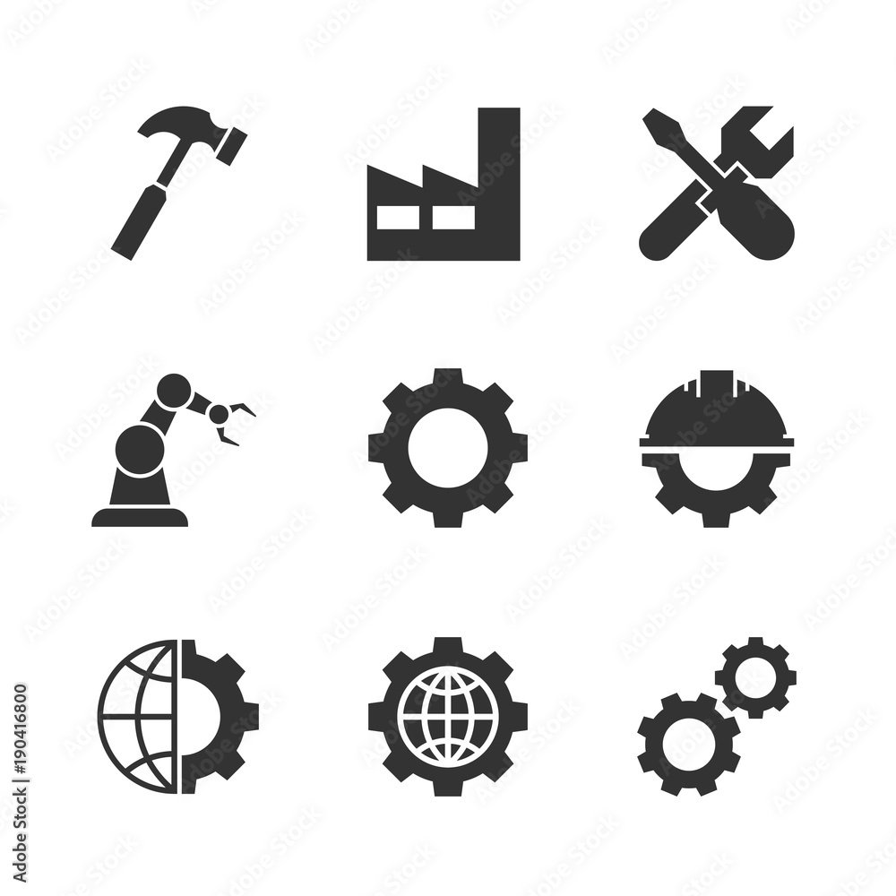 Manufacturing black icons