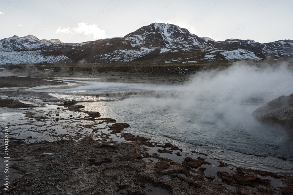 Obraz premium El Tatio geysers, the biggest geysers of the southern hemisphere close to the plateau of San Pedro de Atacama, Calama, Antofagasta - Chile , South America