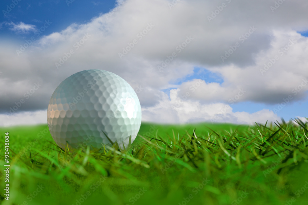 3D Illustration of the Golf ball in grass on Golf course 3D Illustration of the Golf ball in grass on Golf course