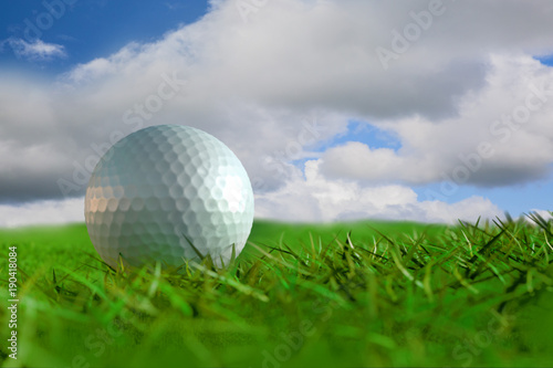 3D Illustration of the Golf ball in grass on Golf course