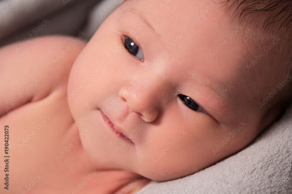 close up of cute newborn baby girl