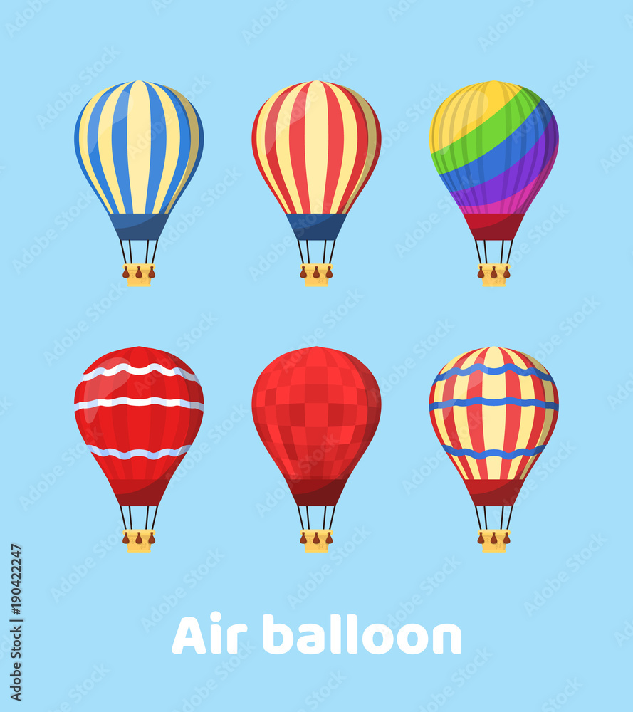 Obraz premium Flat hot air balloon