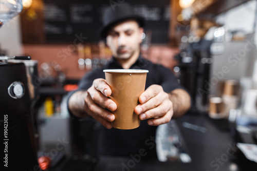 Making a espresso and cappuccino.