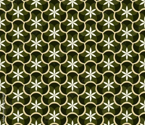 Abstract seamless pattern with floral patterns. Geometric mosaic.