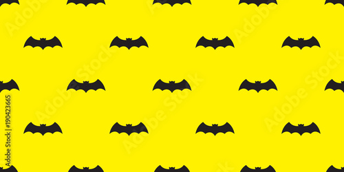 Bat seamless pattern vector Halloween isolated icon wallpaper doodle background yellow