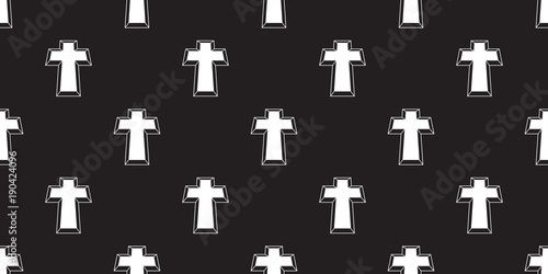 Christ cross seamless pattern Halloween vector isolated bone Ghost icon wallpaper background
