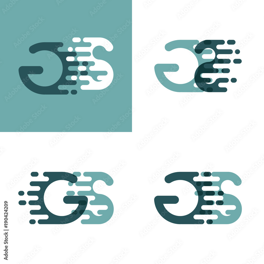 GS letters logo with accent speed in gray and dark green GS letters logo with accent speed in gray and dark green