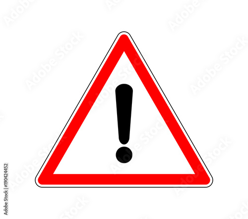 Yield Triangle Sign - Road traffic coordination symbol. Road sign warning attention with an exclamation mark. Vector illustration.