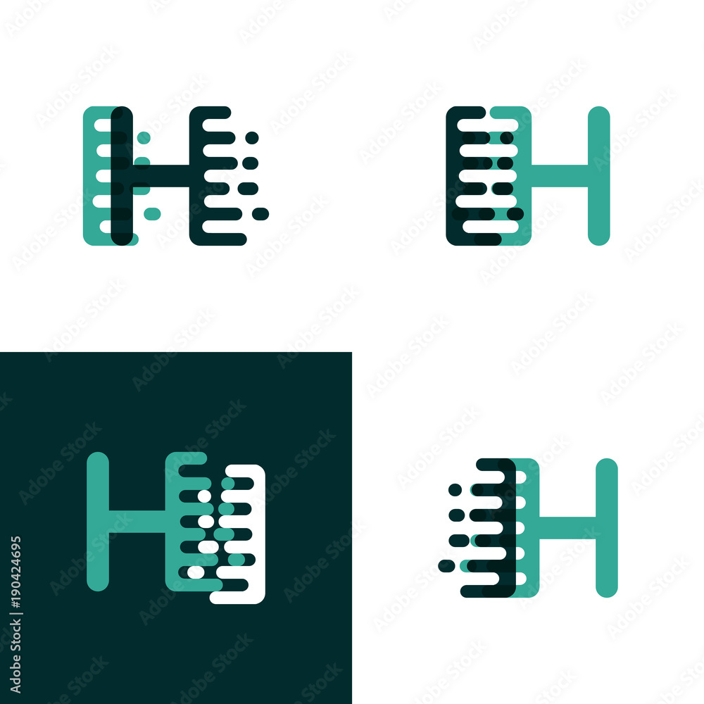 IH letters logo with accent speed in light green and dark green IH letters logo with accent speed in light green and dark green