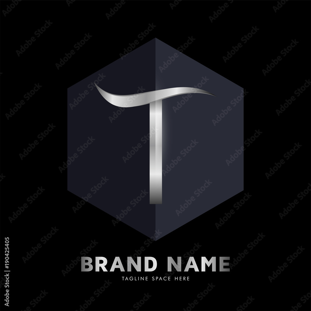 Abstract Letter T Hexagon Logo Design with Dark Background. Vector ...