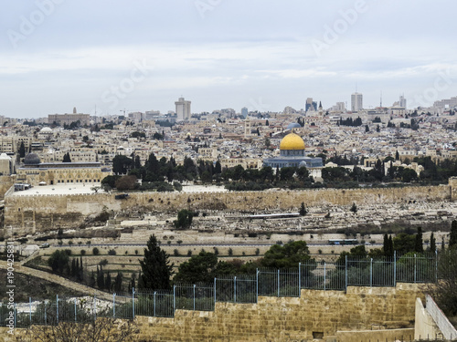 Jerusalem  Israel - view of The Old City of Jerusalem from the Mount of Olives