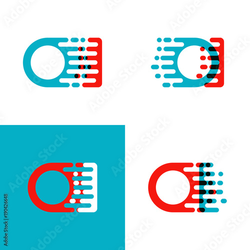 OI letters logo with accent speed in red and blue