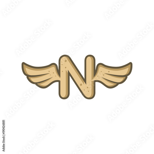 alphabet letter with angel bird wing