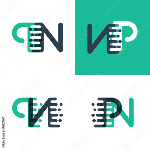 PN letters logo with accent speed in green and dark blue