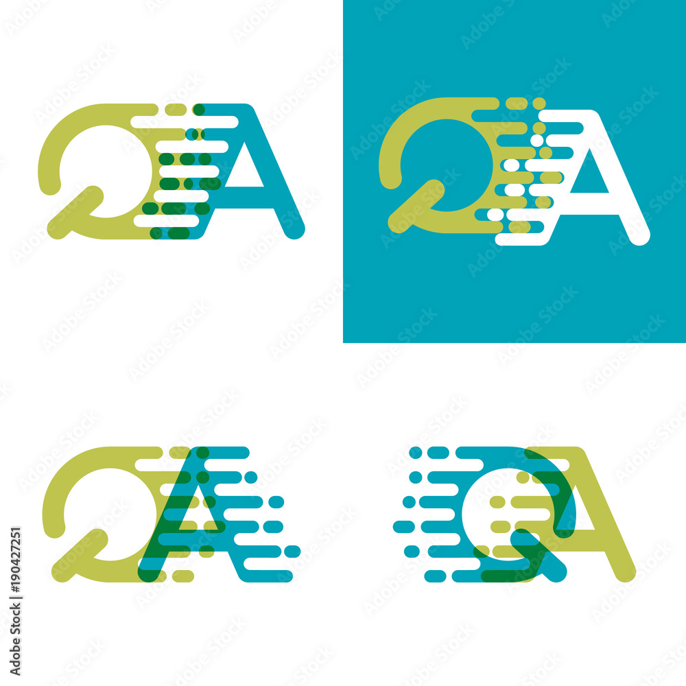 QA letters logo with accent speed in blue and light green QA letters logo with accent speed in blue and light green