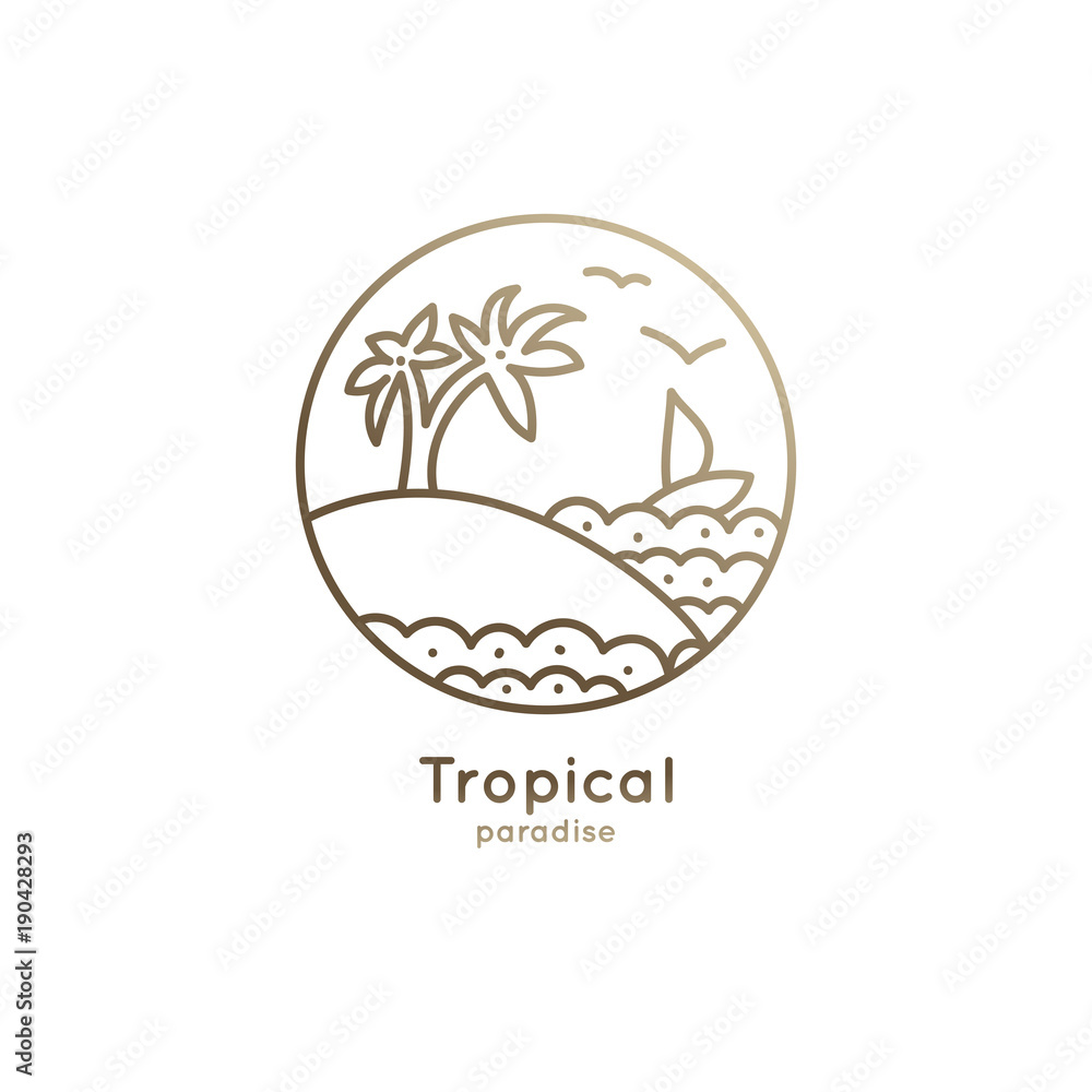 Logo boat in tropics Logo boat in tropics
