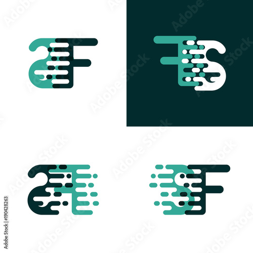 SF letters logo with accent speed in light green and dark green